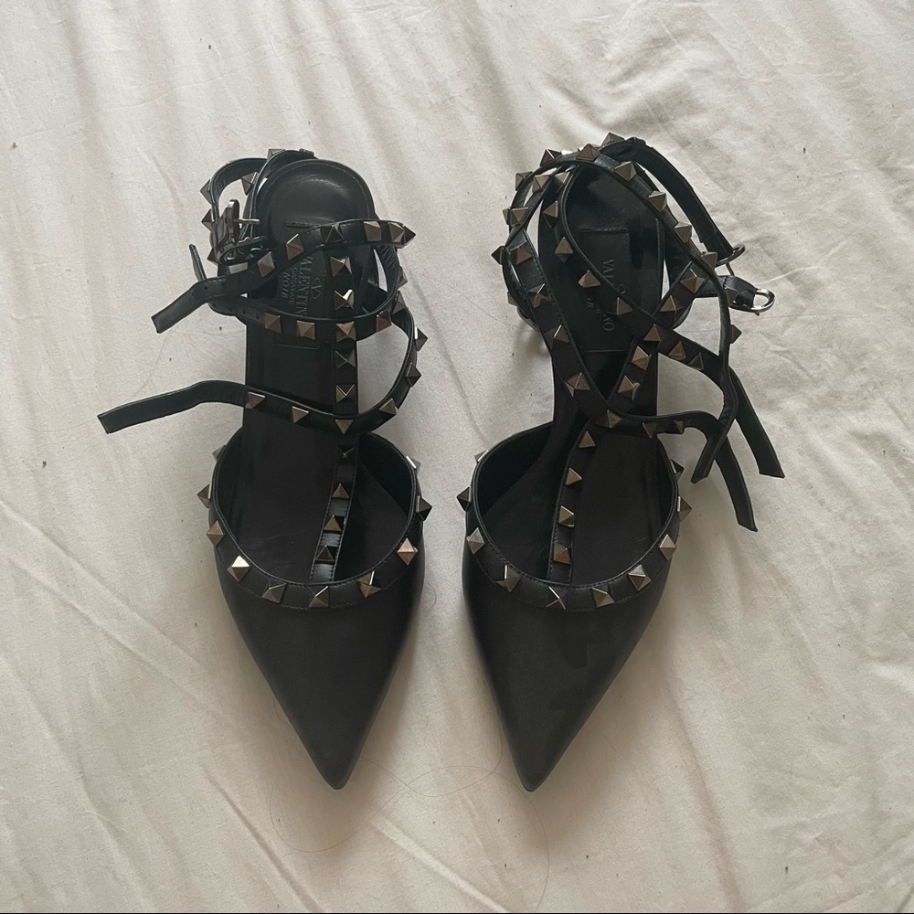 Valentino Rockstud Leather Ankle Strap Pump
